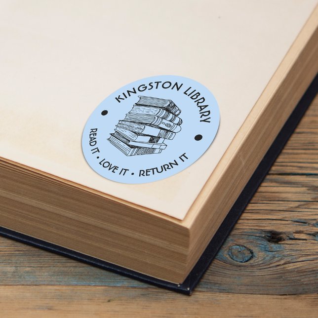 Sticker Rond Bibliothèque de ville Lire l'amour le rendre Perso (Town Library Read It Love it Return It Customize Classic Round Sticker)
