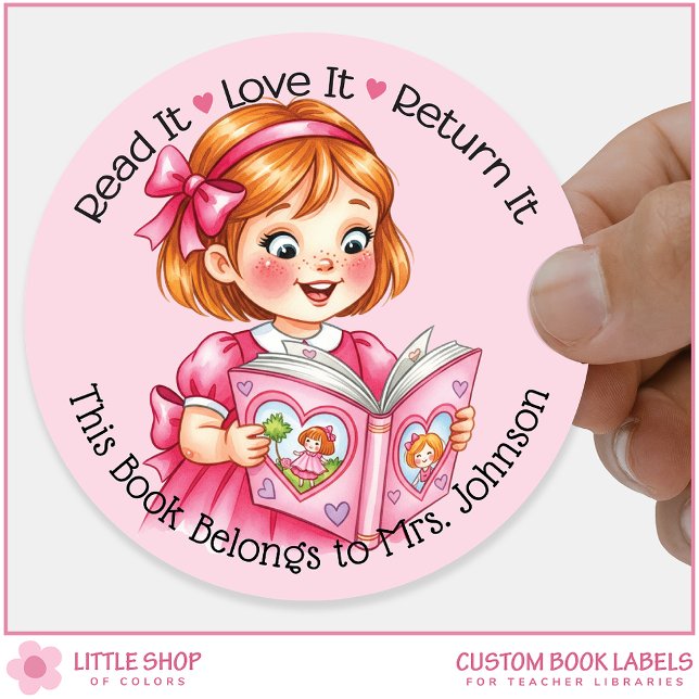 Sticker Rond Bibliothèque d'enseignants personnalisée Plaque de (Créateur téléchargé)