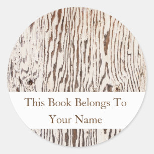 Sticker Rond Bibliothèque Rustic Wood Motif