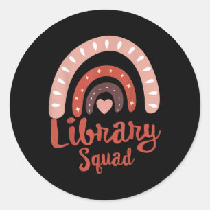 Sticker Rond Bibliothèque Squad School Squad Librarian Livre de
