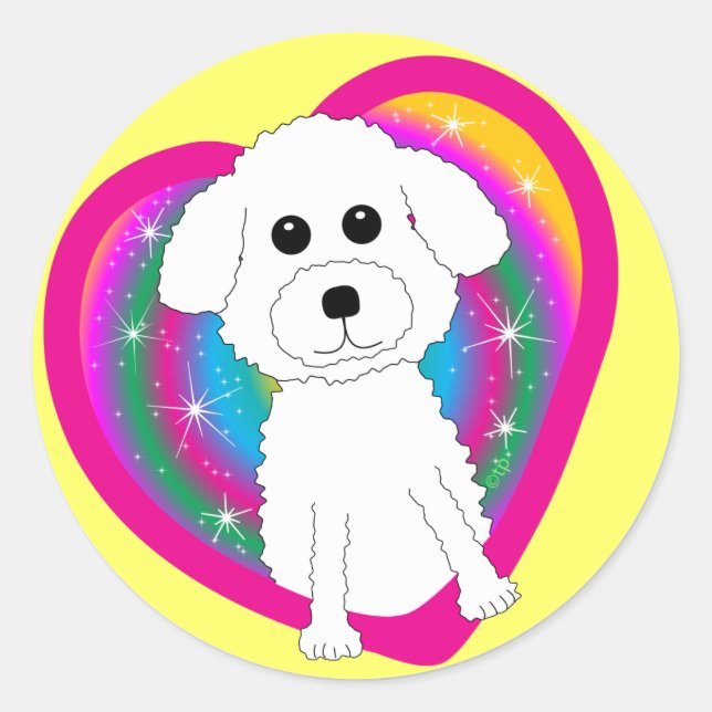 Sticker Rond Bichon Frise (Devant)