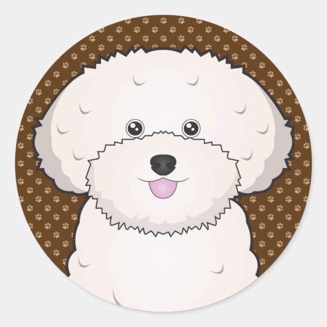 Sticker Rond Bichon Frise Chien Cartographie Paws (Devant)