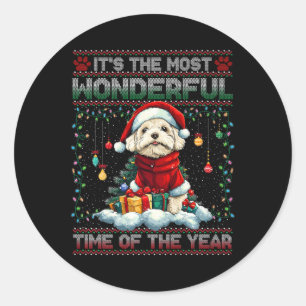 Sticker Rond Bichon Frise Décorations d'arbre de Noël Amoureux 
