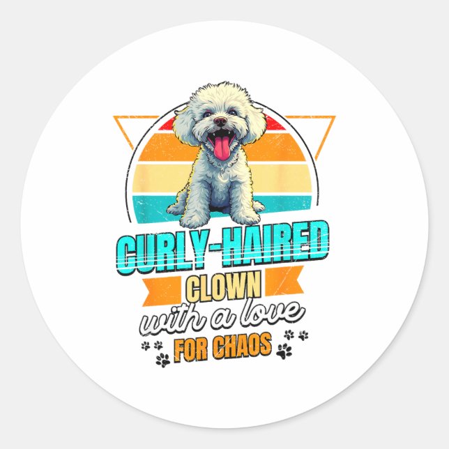 Sticker Rond Bichon Frise Lover Funny Bichon Frise Retro  (Devant)