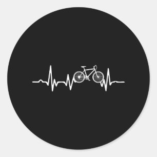 Sticker Rond Bicycle Drôle Heartbeat Cycliste