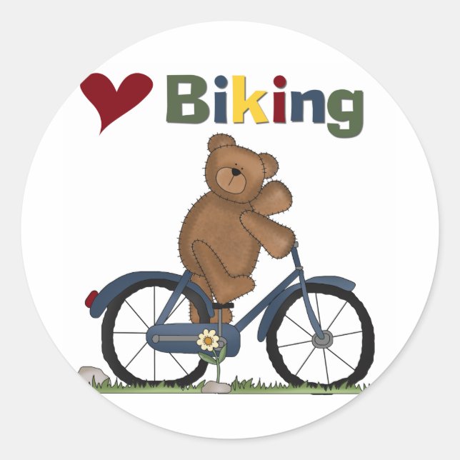 Sticker Rond Bicyclette bleue I Love Vélo Tshirts et cadeaux (Devant)