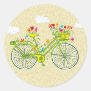 Sticker Rond Bicyclette Vintage