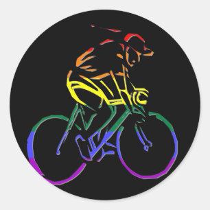 Sticker Rond Bicycliste de la fierté GLBT