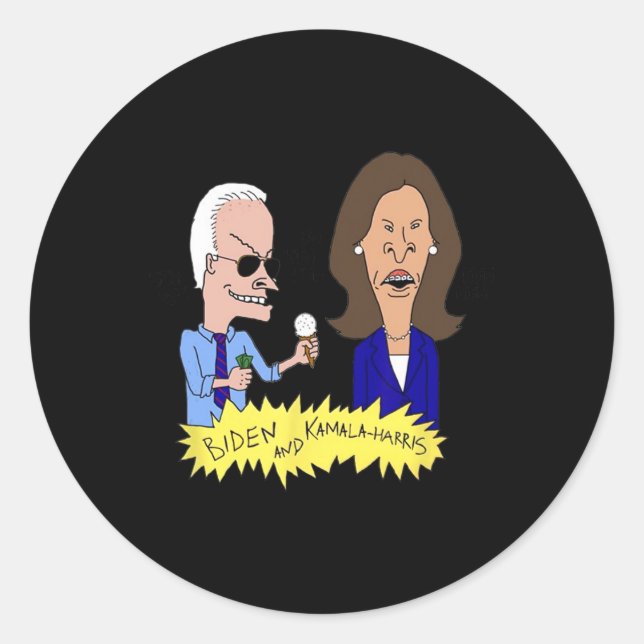 Sticker Rond Biden Et Kamala-Harris Parodie (Devant)