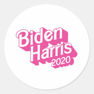 Sticker Rond Biden Harris 2020 Pink Pride