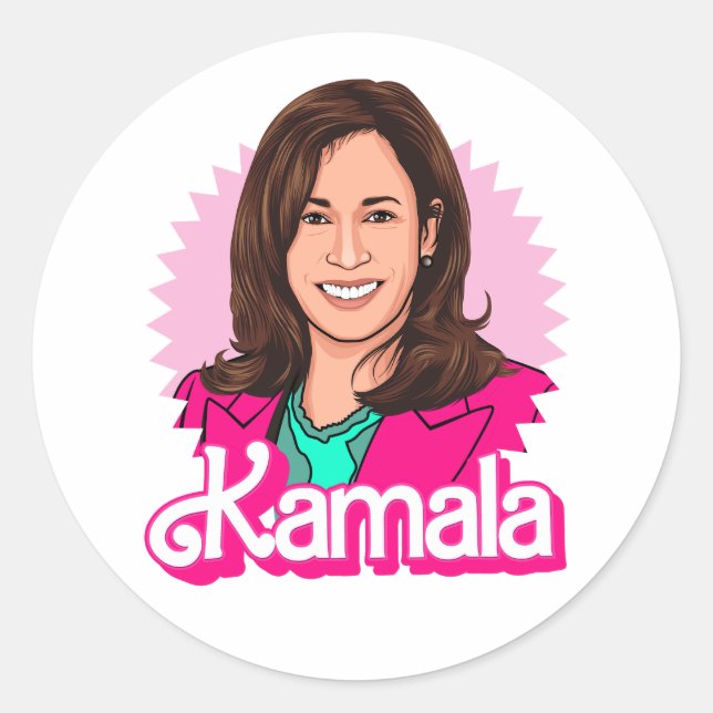 Sticker Rond Biden Harris 2024 en rose (Devant)