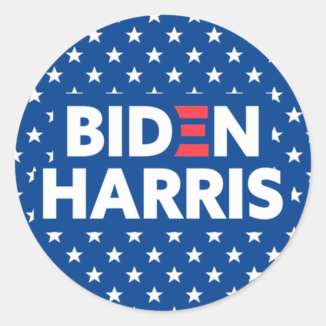 Sticker Rond Biden / Harris White Stars Motif Blue (Devant)
