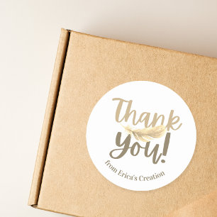 Sticker Rond Biege Feather Merci Petites entreprises