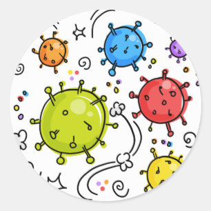 Sticker Rond Bien Rester Bien Virus