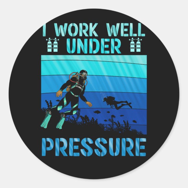 Sticker Rond Bien Travailler Sous Pression Plongée Plongée Ocea (Devant)