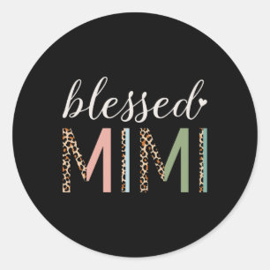 Sticker Rond Bienheureux Mimi Leopard Pour Mimi Grandma Mères