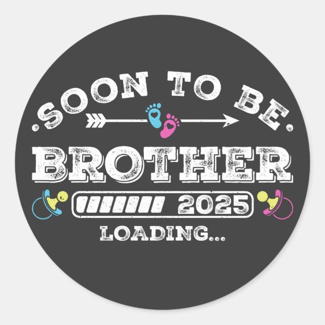 Sticker Rond Bientôt être Frère 2025 Chargement (Devant)