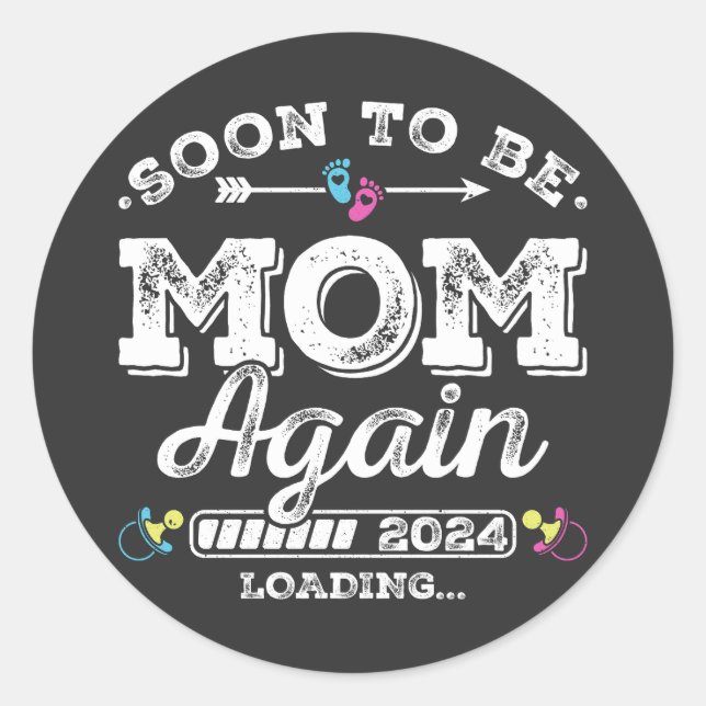 Sticker Rond Bientôt être maman de nouveau 2024 Chargement (Devant)