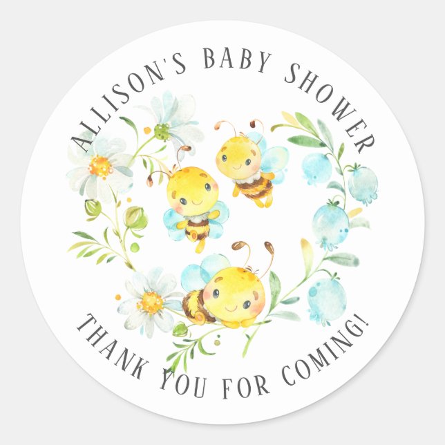 Sticker Rond Bientôt la famille d'abeilles de 3 Merci de Baby s (Devant)