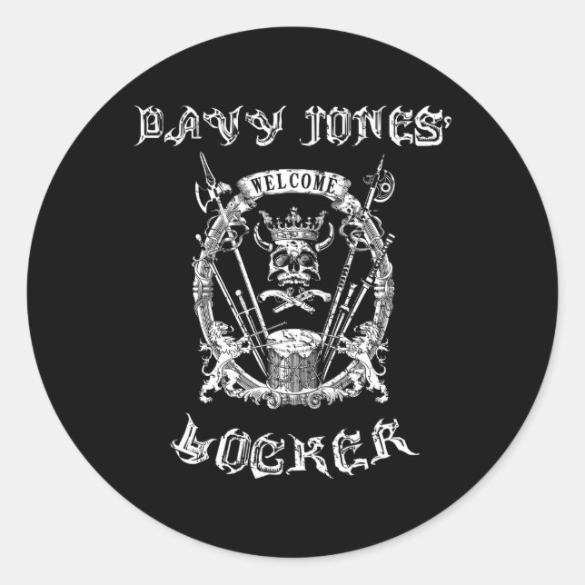 Sticker Rond Bienvenue À Davy Jones Locker Pirate En Bas Du (Devant)