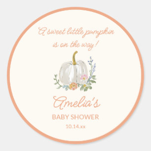 Sticker Rond Bienvenue à la Baby Shower Florale de Citrouille O