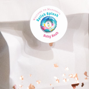 Sticker Rond Bienvenue à la fête bébé éclaboussure Splash Bash