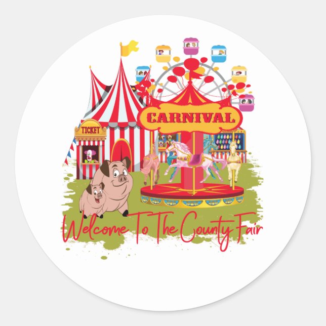 Sticker Rond Bienvenue À La Foire Du Comté - Carnaval (Devant)