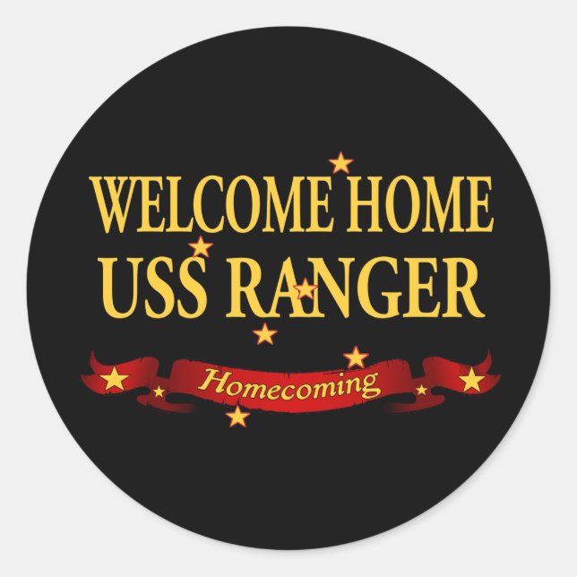 Sticker Rond Bienvenue à la maison USS Ranger (Devant)