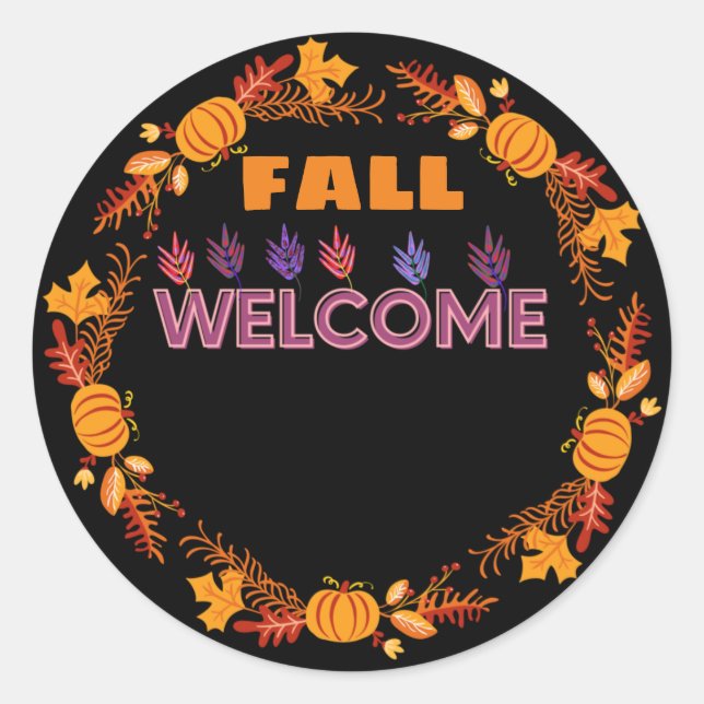 Sticker Rond Bienvenue à l'automne (Devant)
