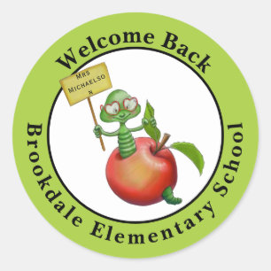 Sticker Rond Bienvenue à l'enseignant de retour à l'école