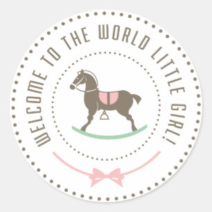 Sticker Rond Bienvenue Au Monde Petite Fille