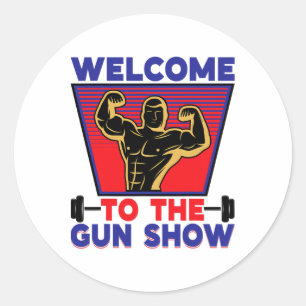 Sticker Rond Bienvenue Au Salon D'Armes À Feu Fitness Et Bodybu