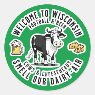 Sticker Rond Bienvenue au Wisconsin, Sentez notre air laitier