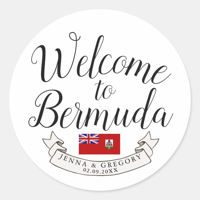 Sticker Rond Bienvenue aux Bermudes | Destination Faveur Mariag (Devant)