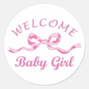 Sticker Rond Bienvenue bébé fille