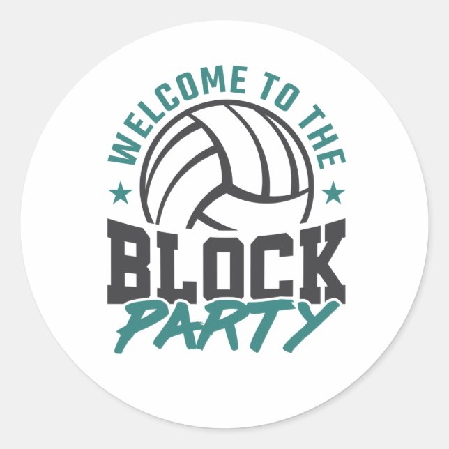 Sticker Rond Bienvenue dans le bloc médian de volleyball du blo (Devant)