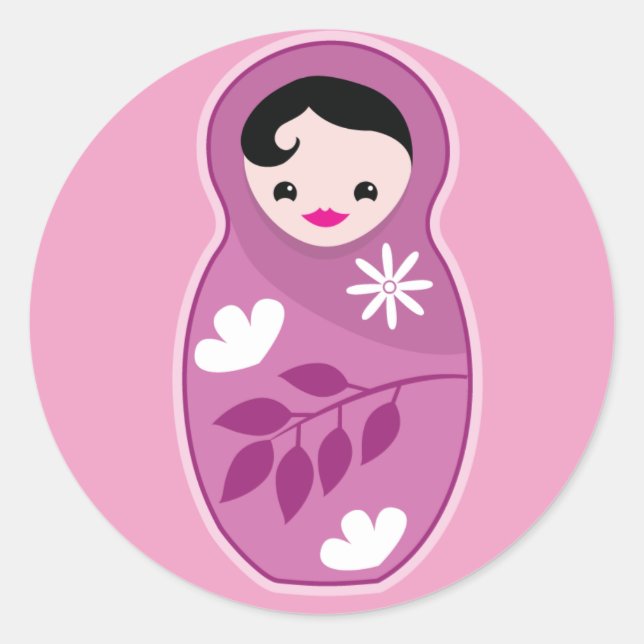 Sticker Rond Bienvenue dans le monde petite nièce babushka poup (Devant)