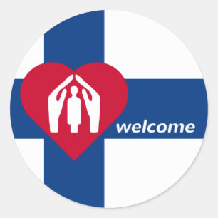 Sticker Rond Bienvenue en Finlande CC0846 Réfugiés