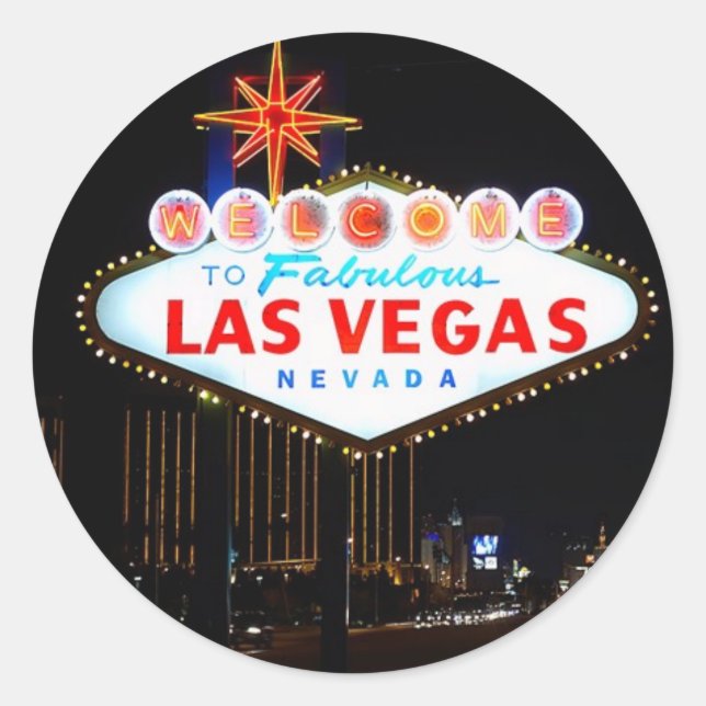 Sticker Rond Bienvenue Iconique À Las Vegas Inscrivez-Vous À La (Devant)