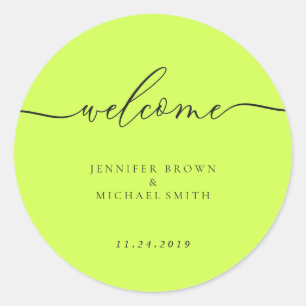 Sticker Rond Bienvenue Minimal Cyber Lime Jet Black