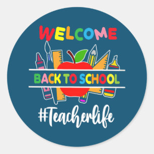 Sticker Rond Bienvenue Retour À L'École Enseignant