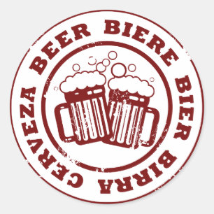 Sticker Rond Bière, Bière, Bier, Birra, Cervzea Timbre
