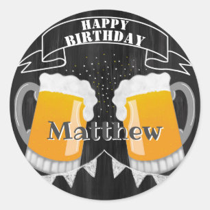 Sticker Rond Bière Chalkboard d'anniversaire personnalisée