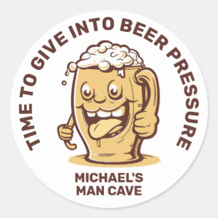 Sticker Rond Bière de texte personnalisé amusante