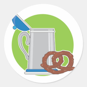 Sticker Rond Bière et Pretzel