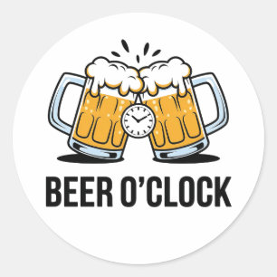 Sticker Rond Bière O'Clock - Il est temps de célébrer avec un C