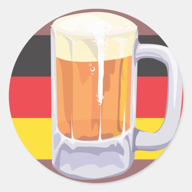 Sticker Rond Bière Oktoberfest et drapeau allemand (Devant)