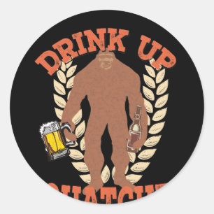 Sticker Rond Bière potable de Bigfoot Sasquatch