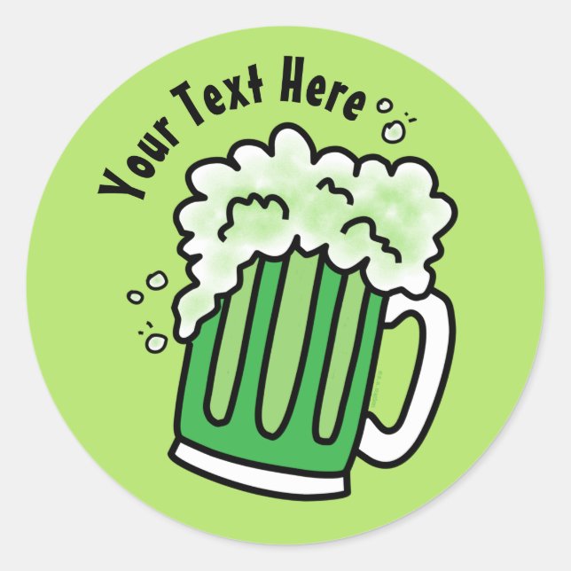Sticker Rond Bière verte de la Saint Patrick (Devant)