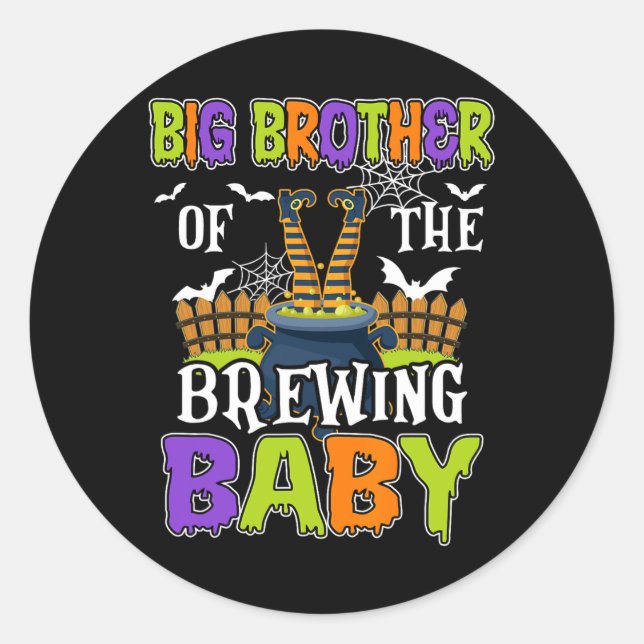 Sticker Rond Big Brother Of Brewing Par Hommes D'Halloween Femm (Devant)